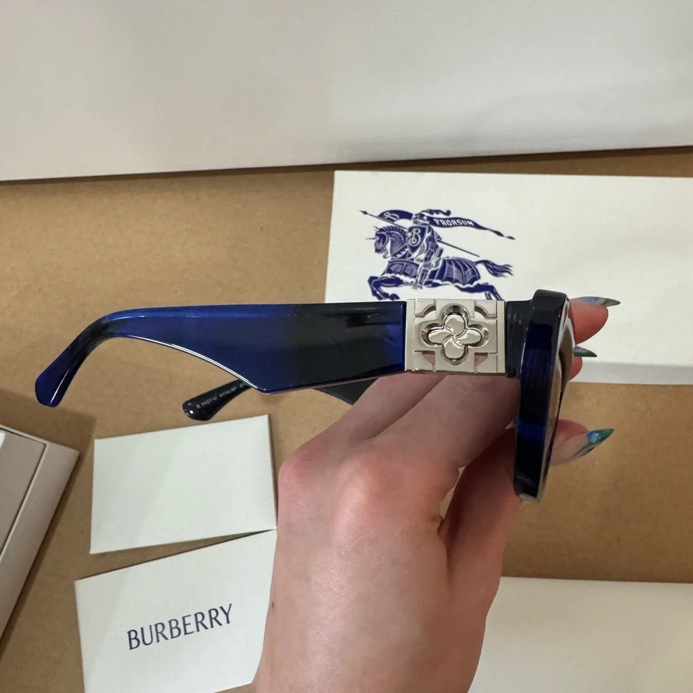 Burberry Check Blue Cat-Eye Sunglasses for Women - Picture 9 of 15